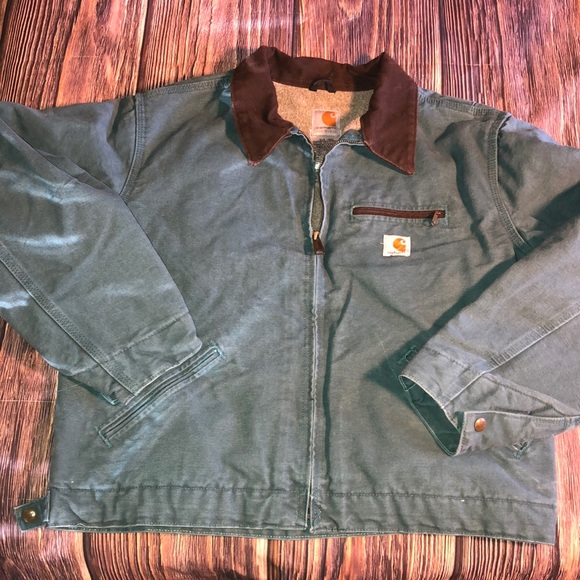 Carhartt Jackets & Blazers - Vtg 90’s Carhartt duck-canvas Sherpa lined “Detroit” style work jacket size -L-